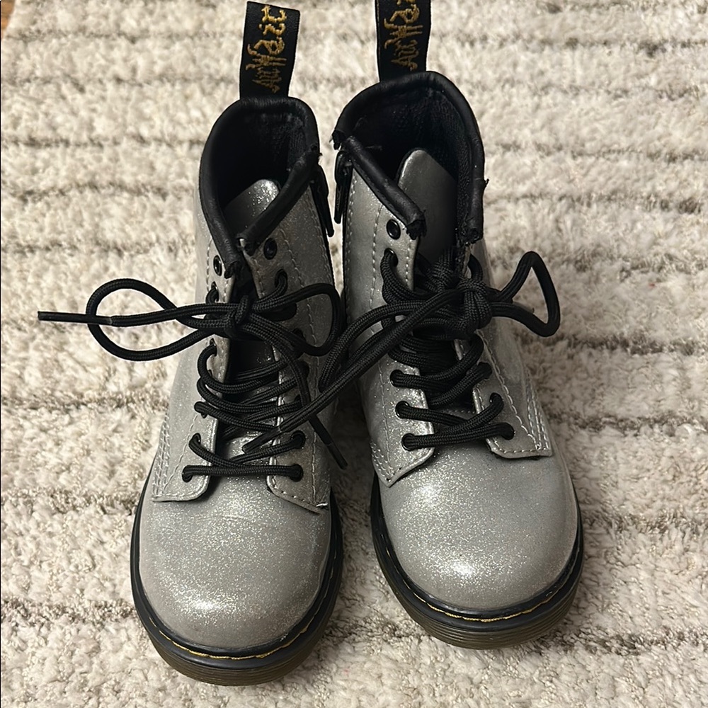 Dr. Martens Silver and Black Combat Boots
